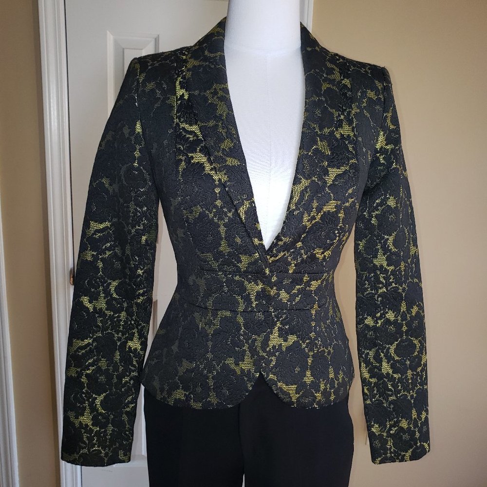 Banana Republic by L'Wren Scott Black & Chartreuse Yellow Blazer Size 2